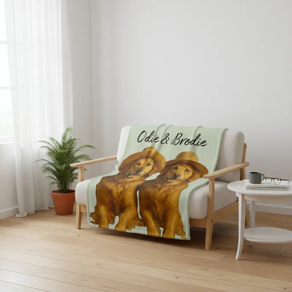 Custom Pet Fleece Blanket with AI Oil Painting Filters