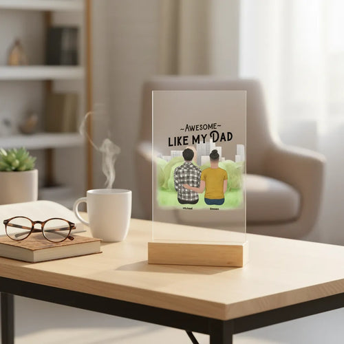 Custom Acrylic Sign with Wooden Stand - Awesome Dad