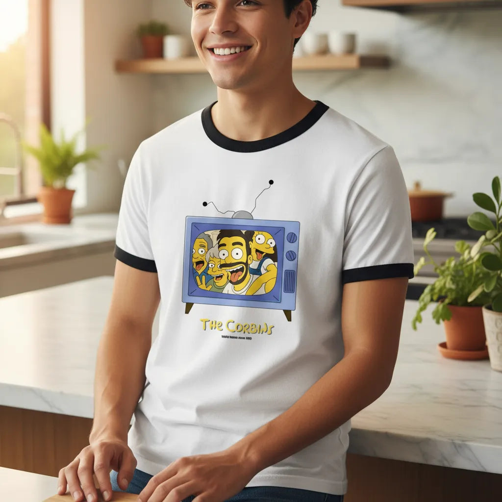 Custom Family Ringer T-Shirt - Simpsons Style