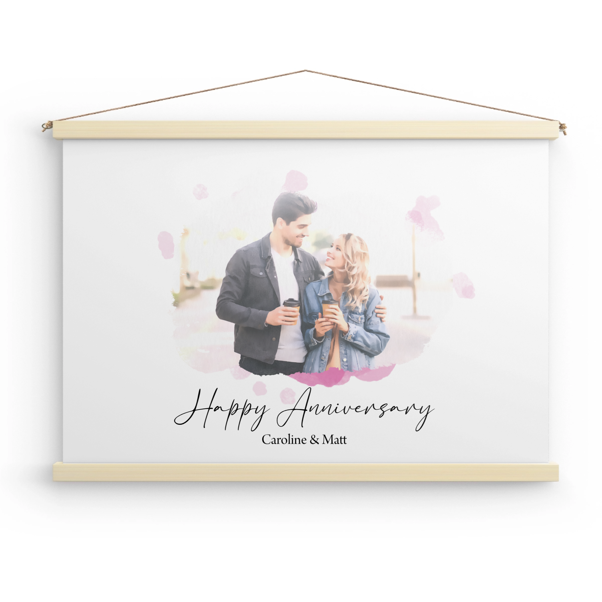 Custom Watercolor Canvas Wall Hang - Photo & Texts