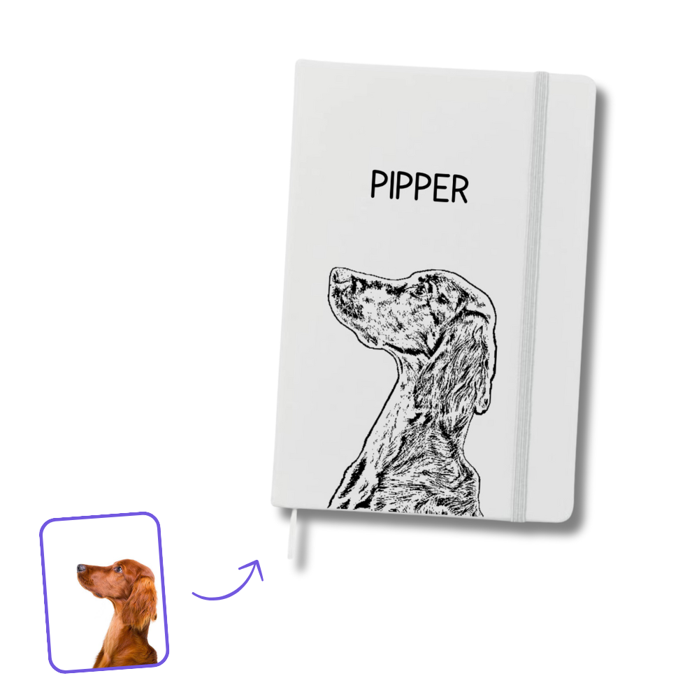 Personalized pencil draw notebook with custom artistic photo cover for journaling