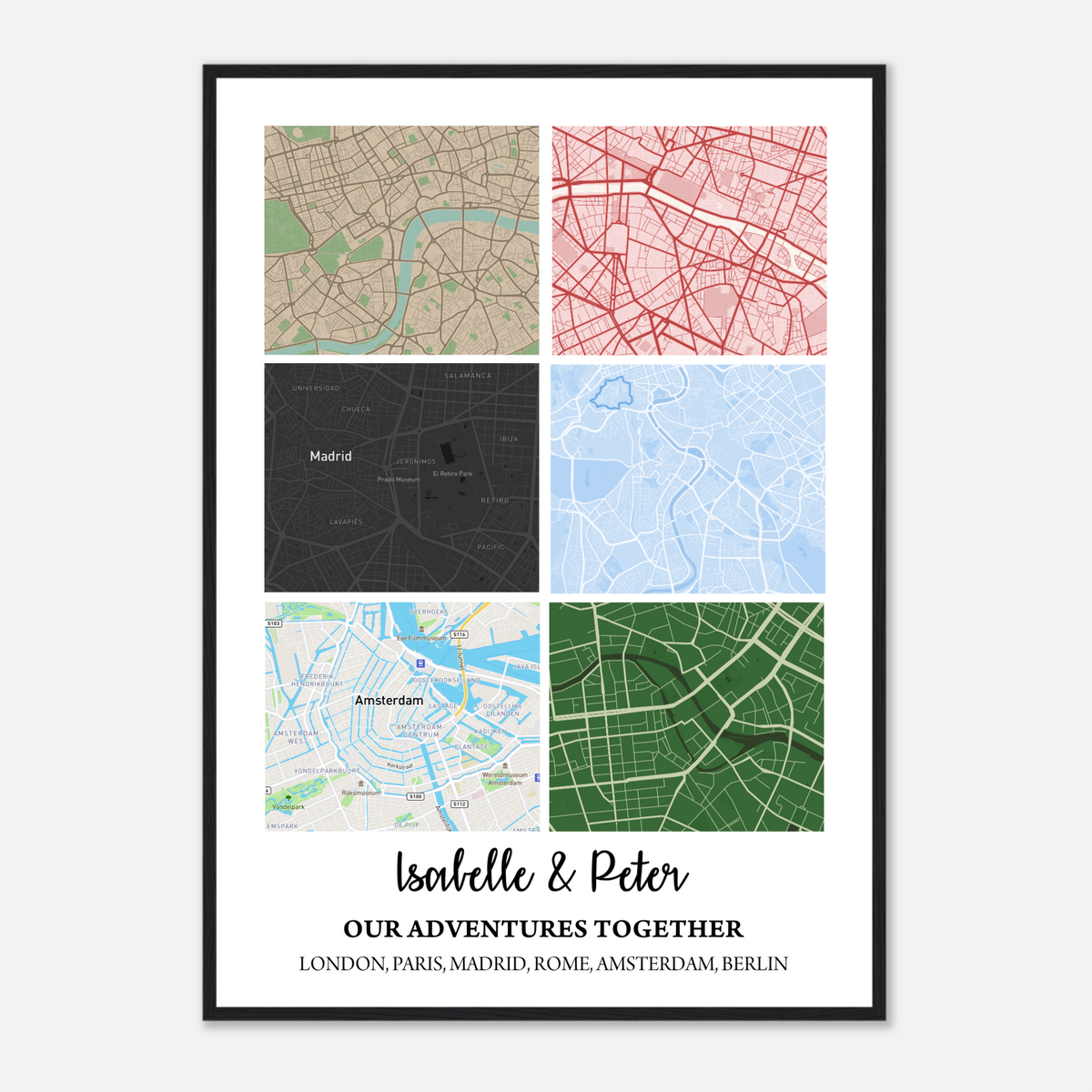 Custom Map Wooden Framed Poster - Premium Paper | Shopify Product Personalizer