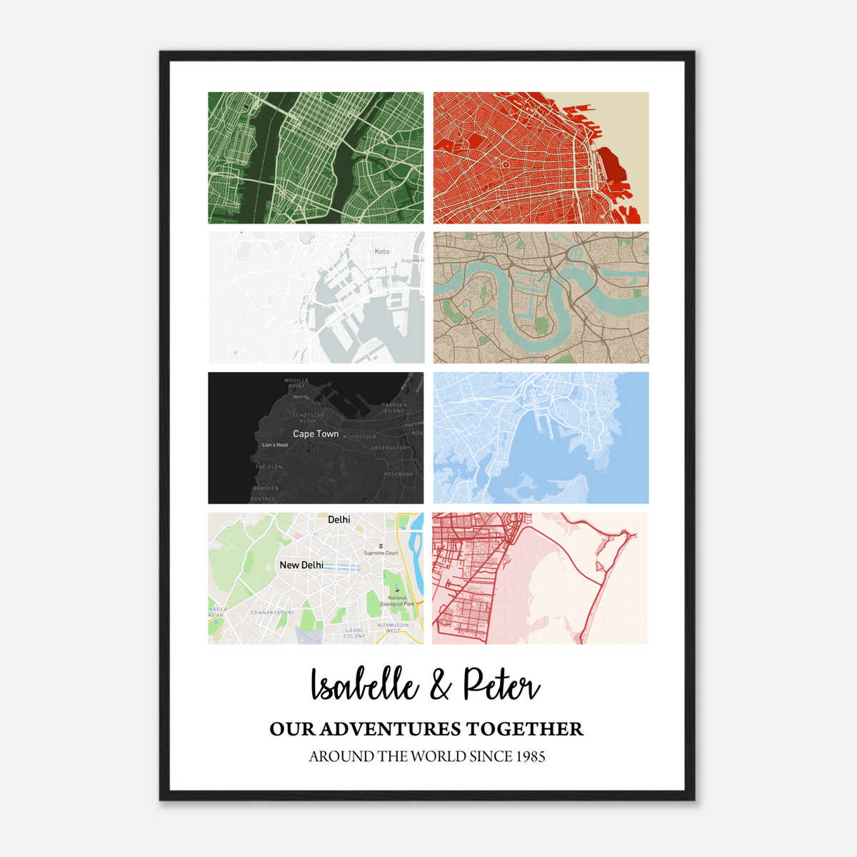 Custom Map Wooden Framed Poster - Premium Paper | Shopify Product Personalizer