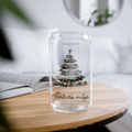 Personalized Christmas soda can glass with custom holiday design for festive beverages