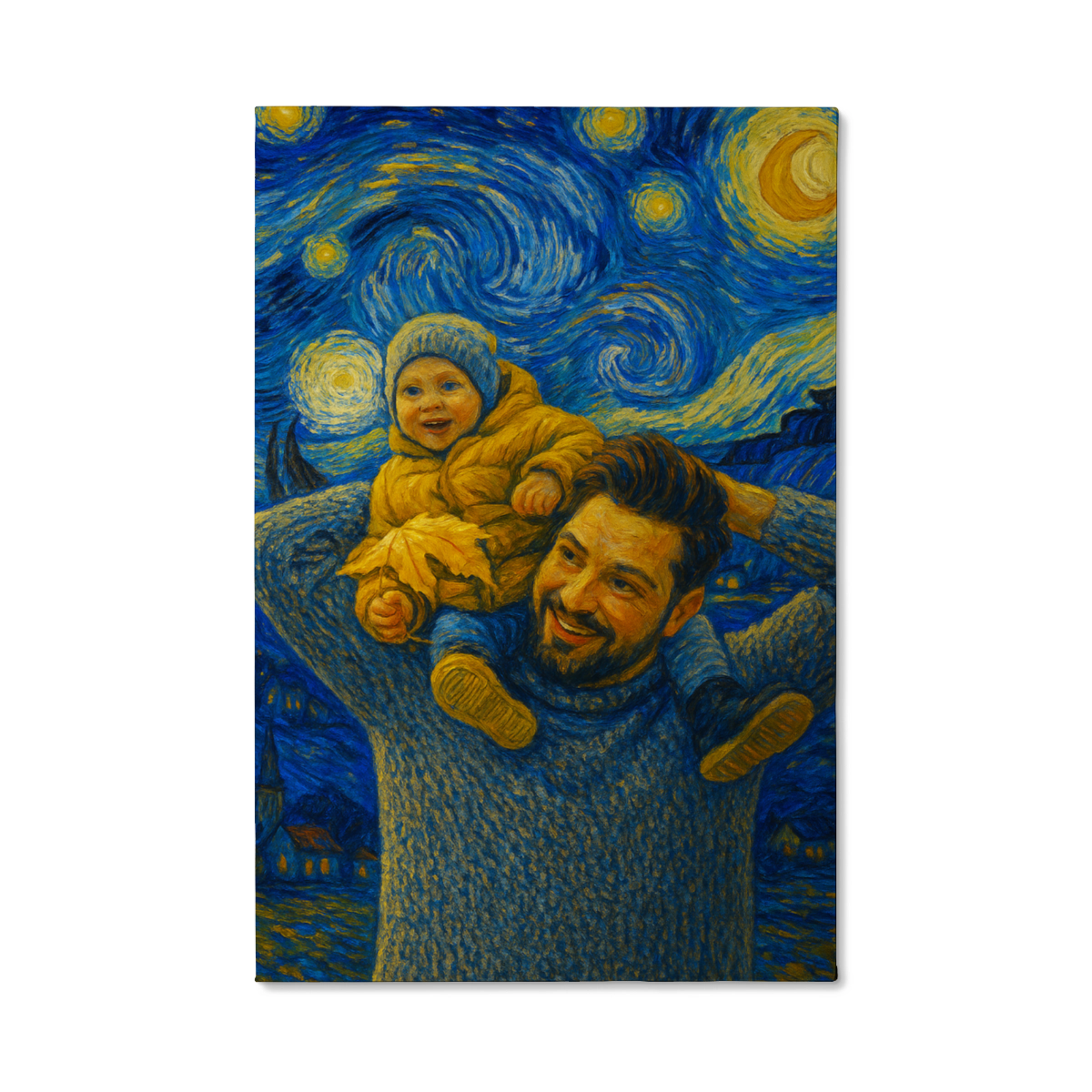 Personalized Van Gogh-style wrapped canvas with meta-filtered AI image for artistic decor