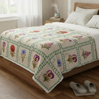 Soft vintage flower-print sherpa blanket personalized for cozy seasonal home decor