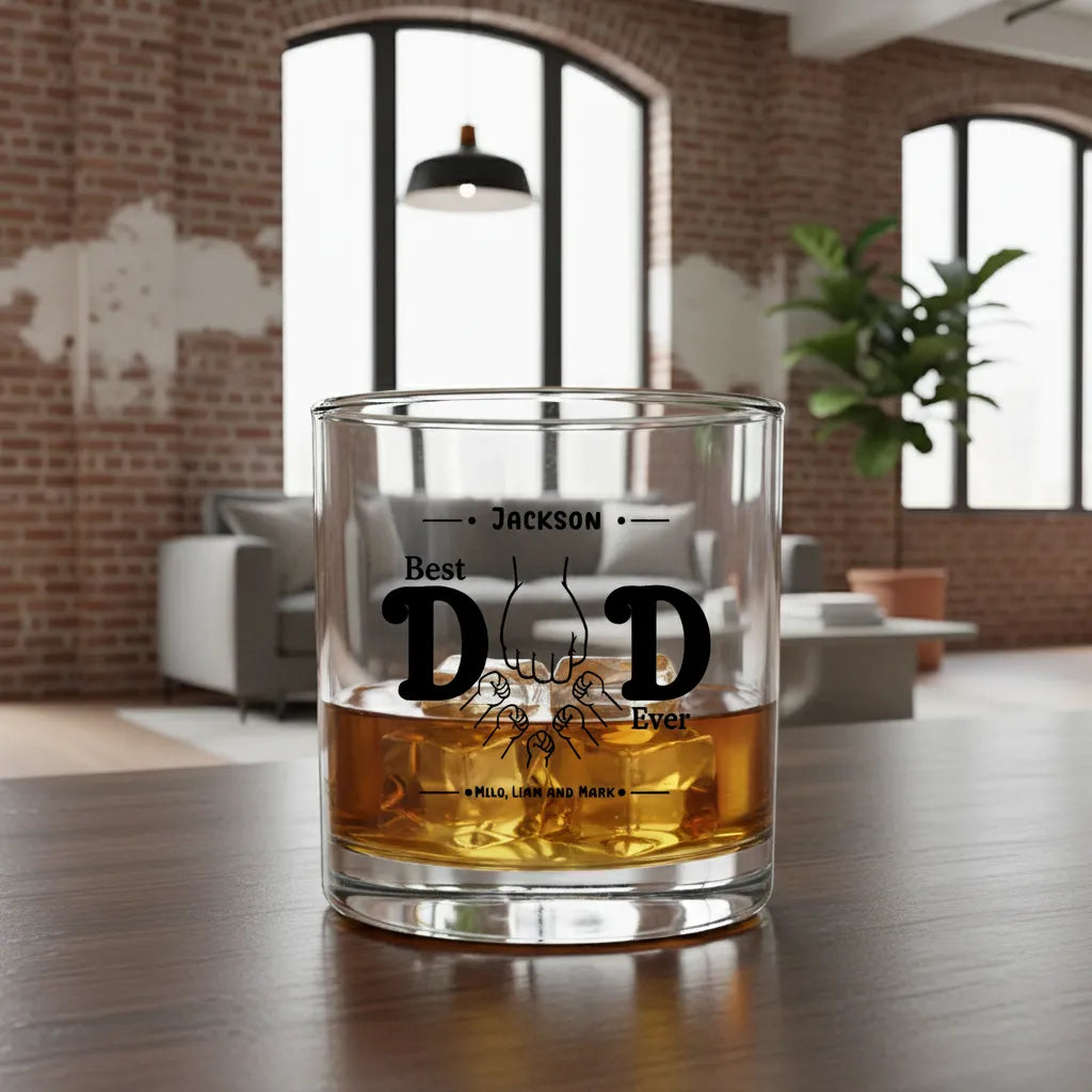 Custom Best Dad Ever Rocks Glass