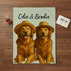Personalized pet fleece blanket with AI oil painting style design for dog or cat lover gift