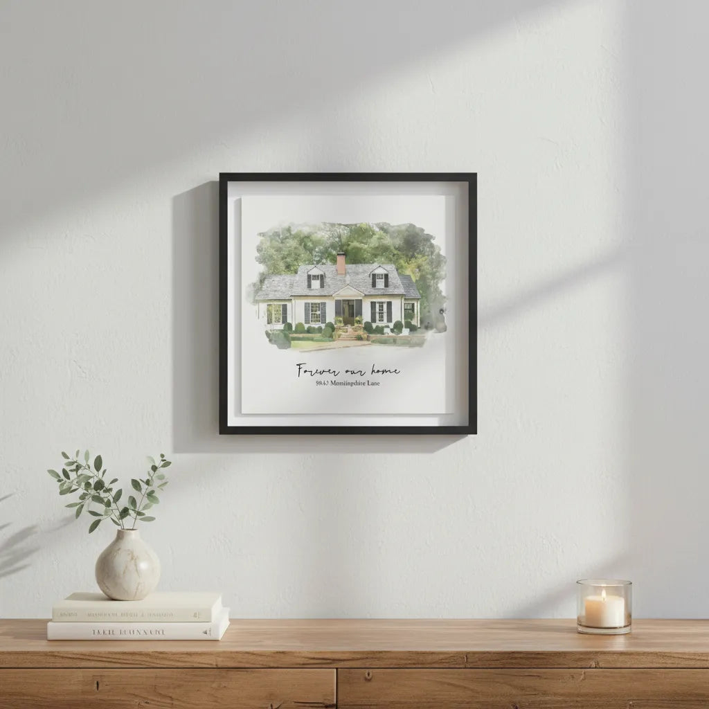 Personalized watercolor picture frame turning custom photos into beautiful artistic display