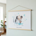 Personalized watercolor canvas wall hang with custom photo and text for artistic home decor