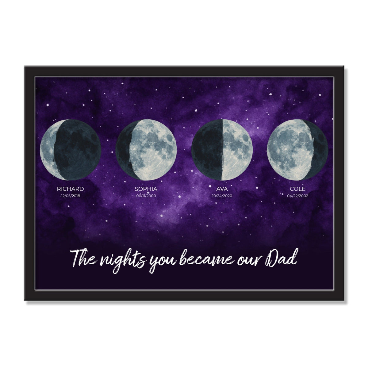 Personalized airframe with moon phase design for modern celestial home decor display