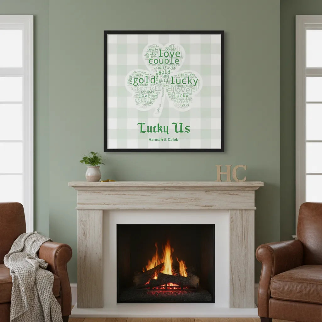 Personalized square frame with custom word cloud art for meaningful home decoration