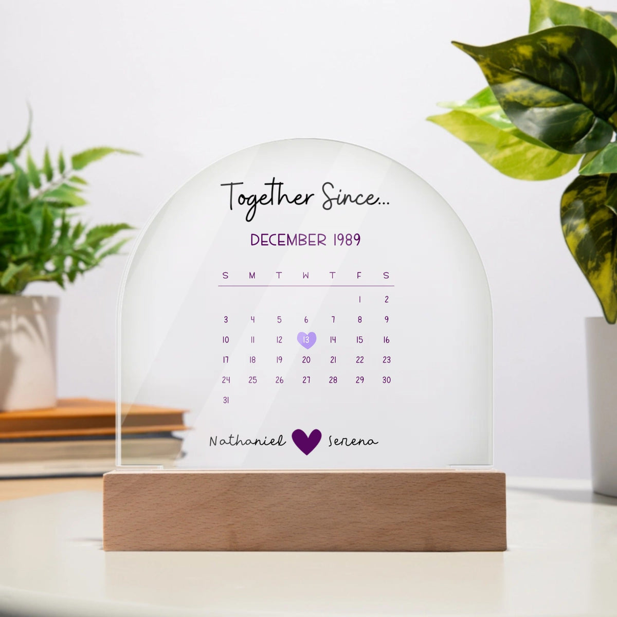 Personalized Together Since acrylic dome plaque with calendar design for anniversary keepsake