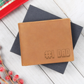 Personalized engraved leather wallet with movable text design for timeless gift