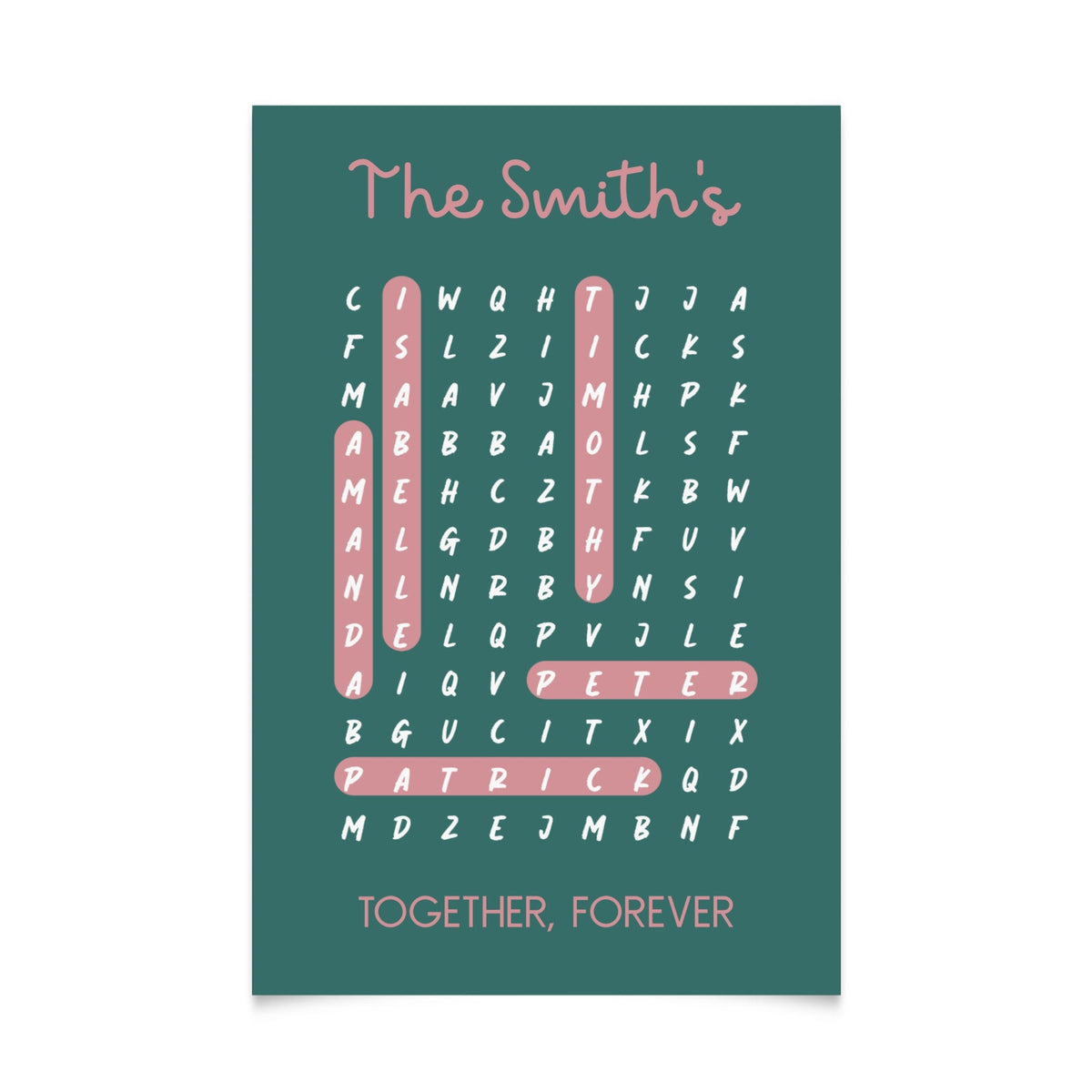 Custom Word Search Poster (Matte) - My Family | Shopify Product Personalizer