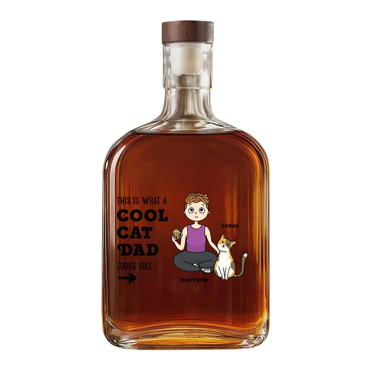 Custom 25OZ Whisky Bottle - Cool Cat Dad | Shopify Product Personalizer
