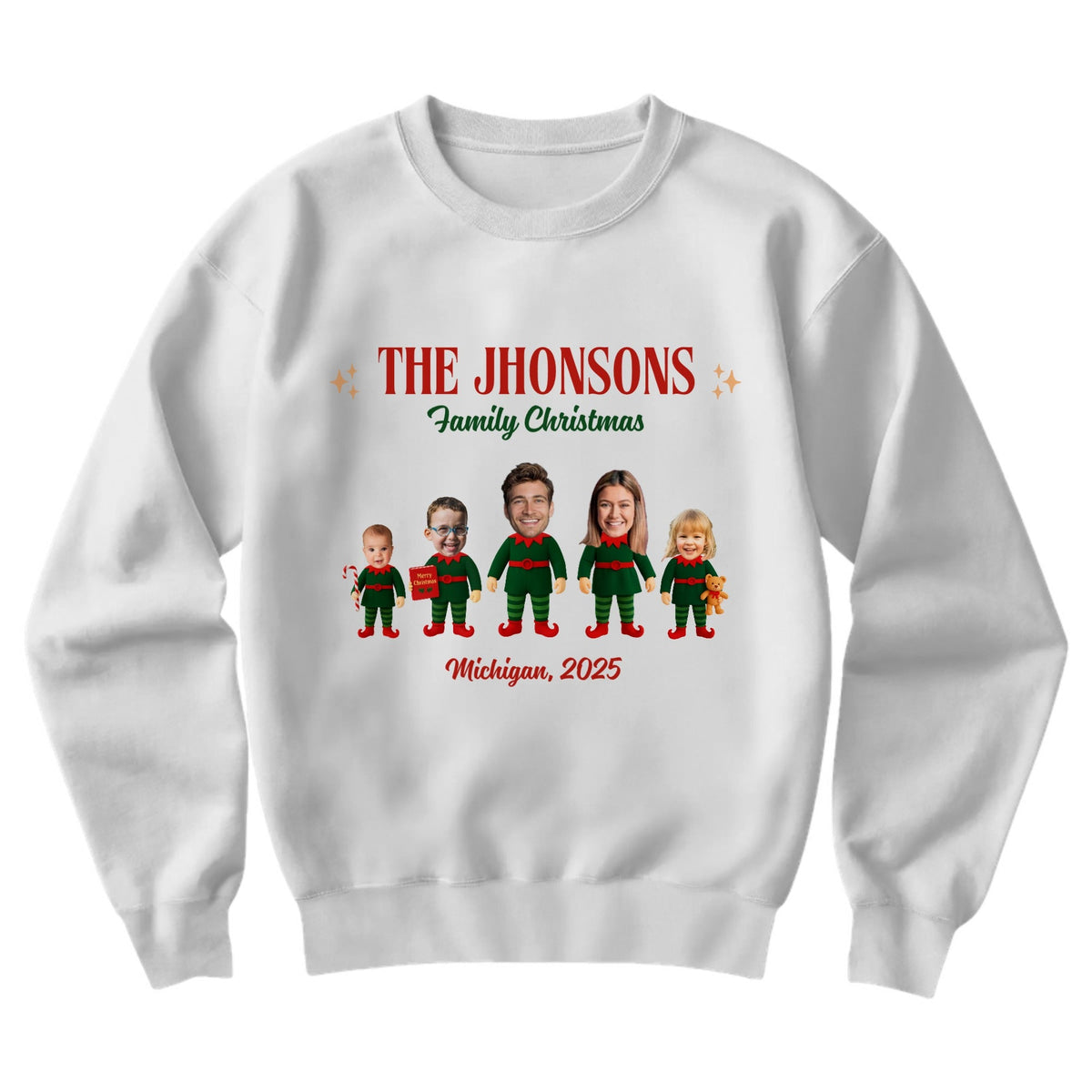 Custom Face-Cut Unisex Sweatshirt - Elf Family