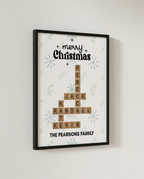 Christmas family crossword framed poster angle view