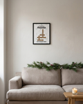 Christmas family crossword framed poster on living room wall