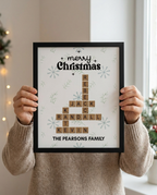 Christmas family crossword framed poster held in hand