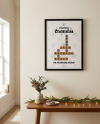 Christmas family crossword framed poster in entryway
