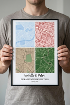 Person holding a custom map wooden framed poster