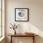 Custom street map framed poster displayed on an entryway console wall