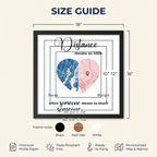 Size guide for the custom street map framed poster, square 10 to 18 inch, Black Red Oak White frame options