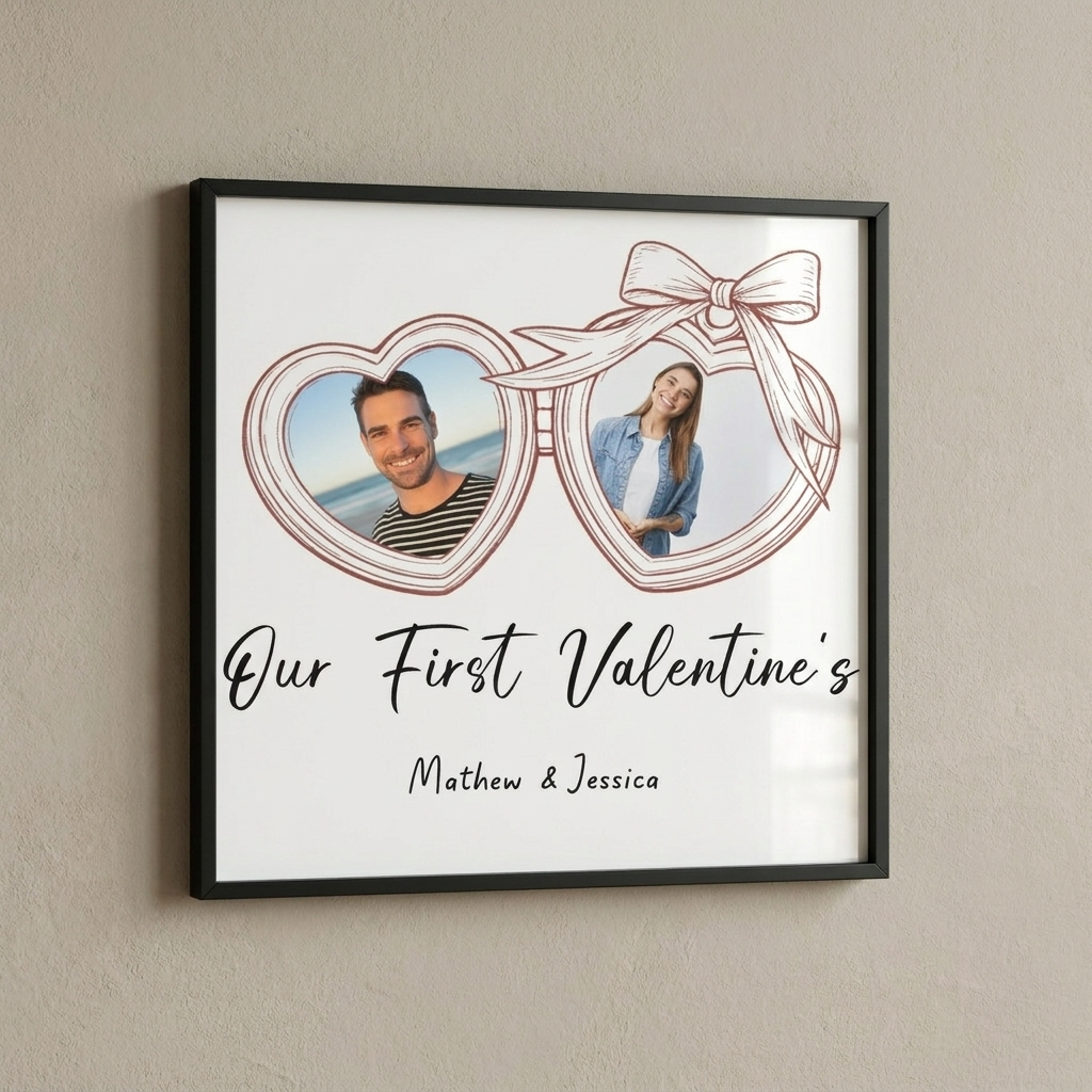 Custom Valentine's Square Poster framed print angle view