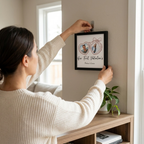 Custom Valentine's Square Poster being hung on wall