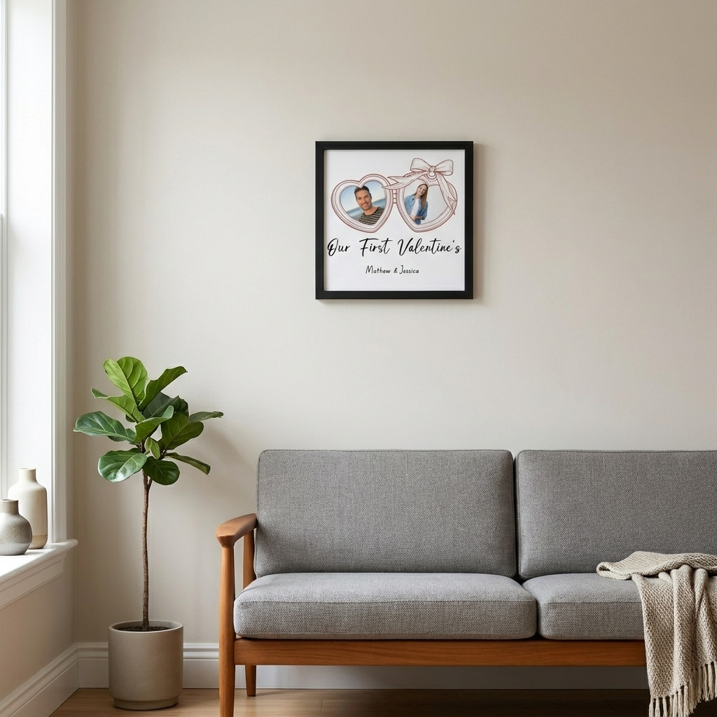 Custom Valentine's Square Poster framed print on living room wall