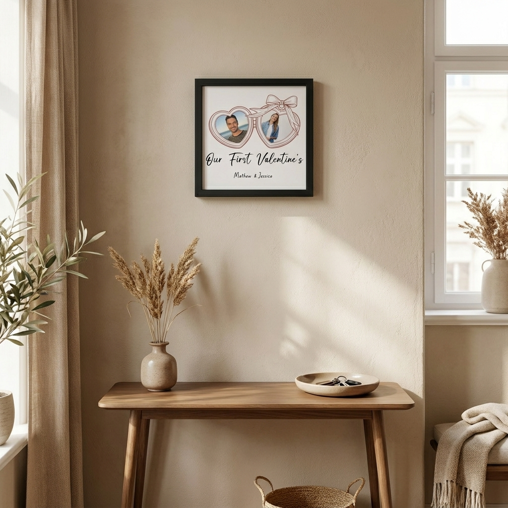 Custom Valentine's Square Poster framed print in entryway