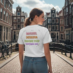 Personalized unisex t-shirt with custom text shadow design for unique modern apparel