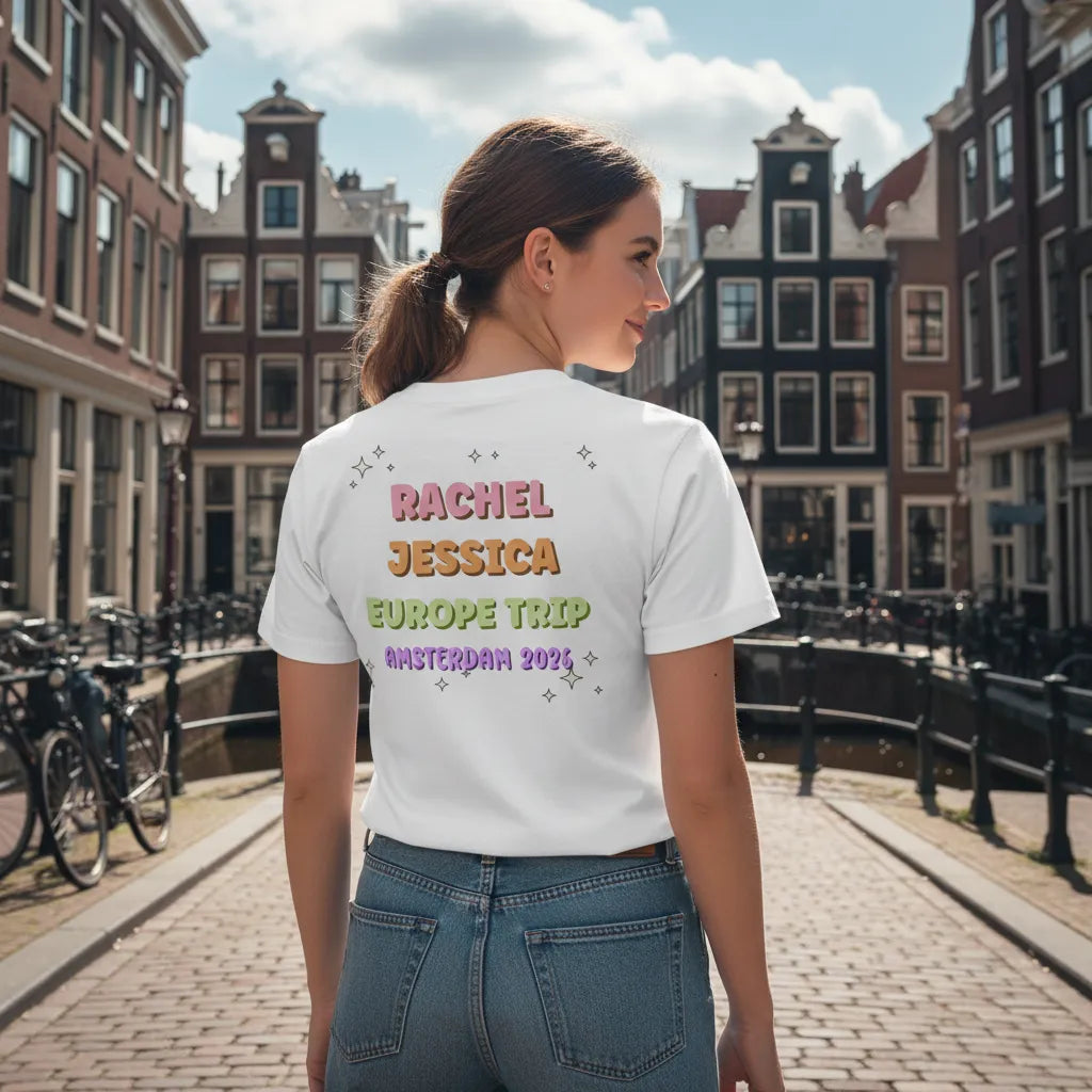 Personalized unisex t-shirt with custom text shadow design for unique modern apparel