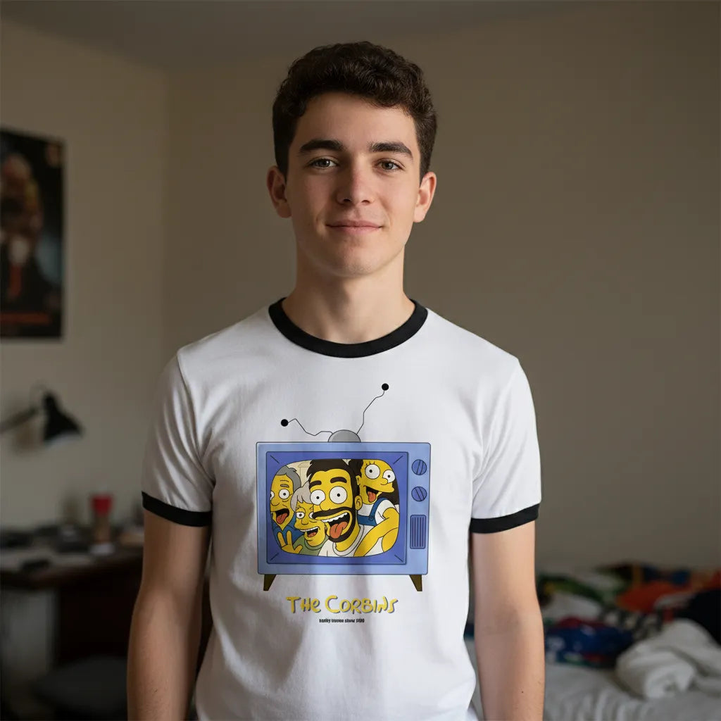 Custom Family Ringer T-Shirt - Simpsons Style