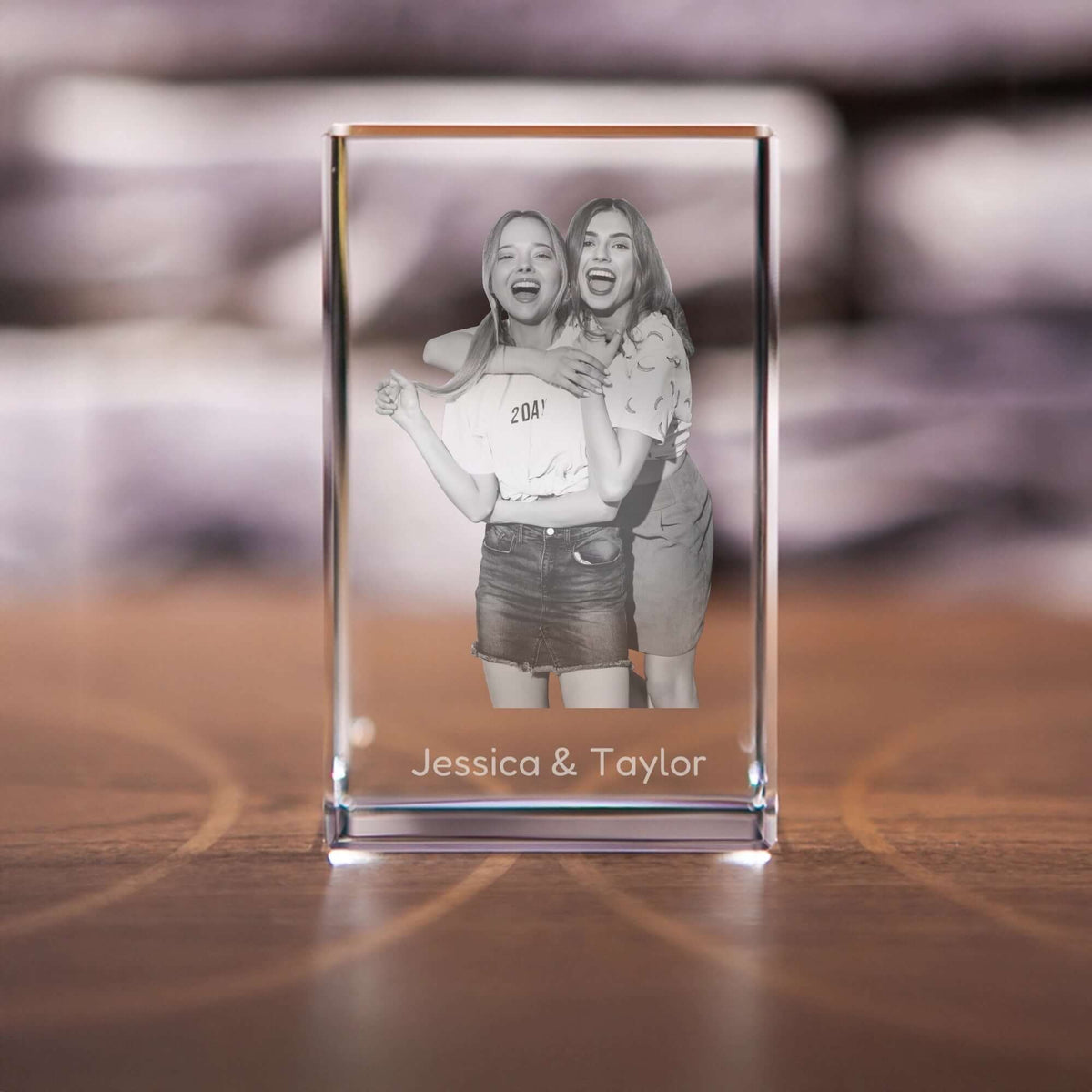 Personalized 3D portrait rectangle acrylic keepsake for displaying photos with stunning depth