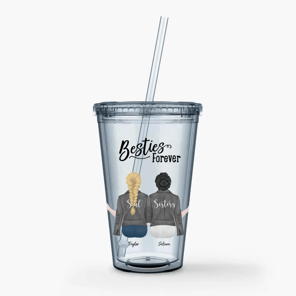 Personalized acrylic tumbler for Best Friends with custom insulated design celebrating friendship