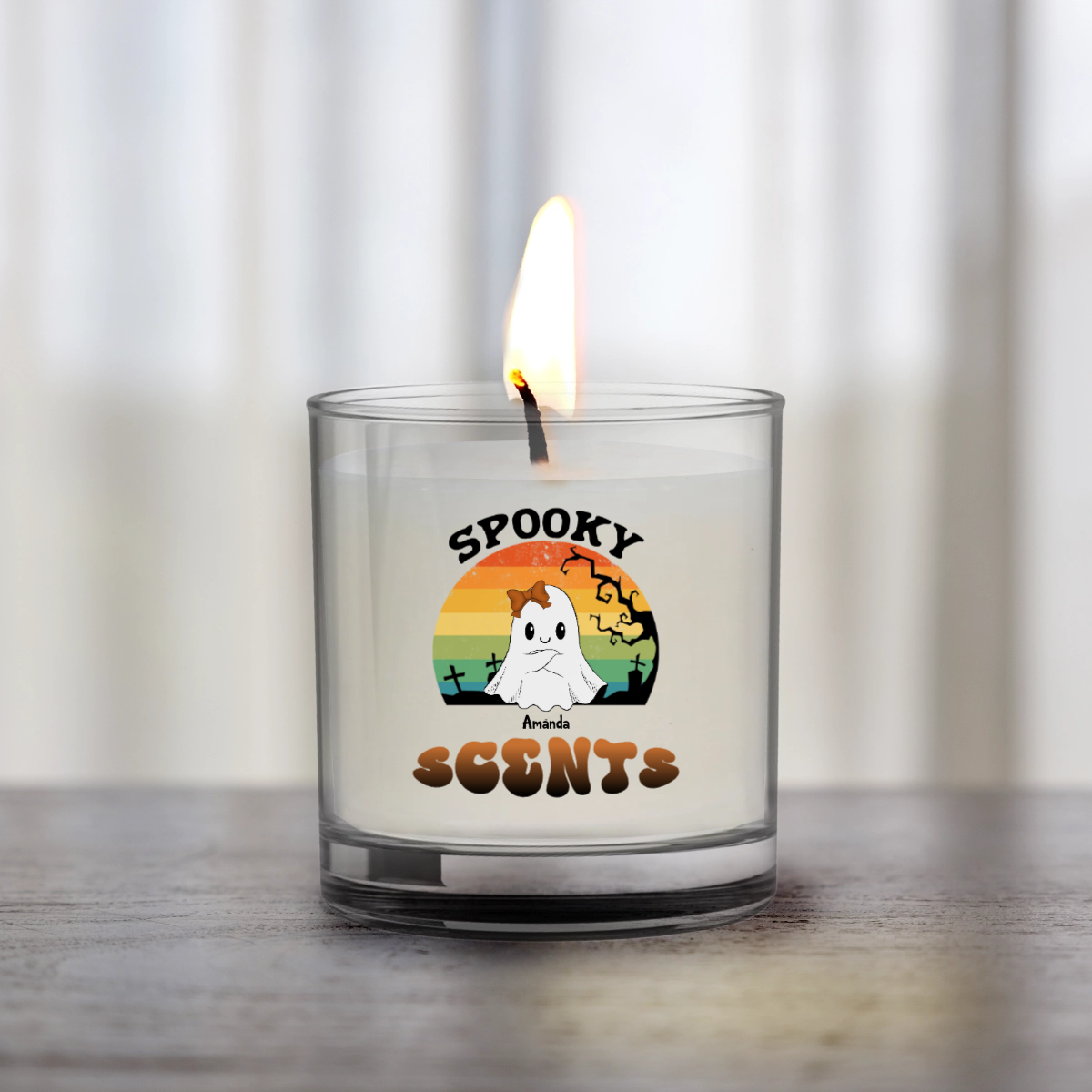 Personalized Halloween Posh candle with custom seasonal design for spooky home decor