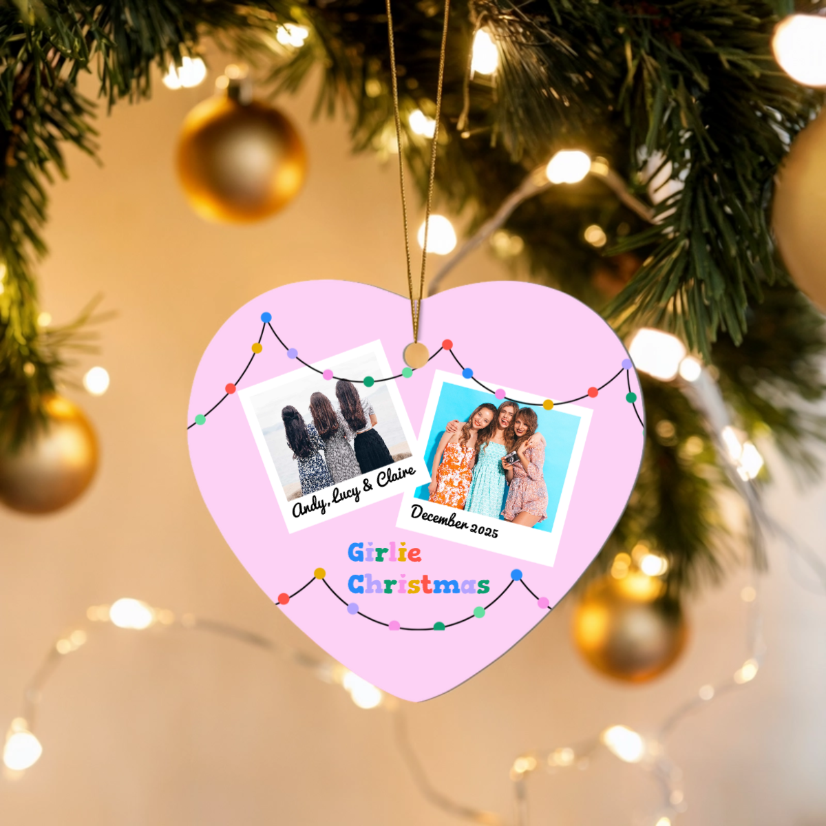 Personalized high gloss photo ornament for displaying cherished memories on Christmas tree