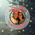 Personalized acrylic circle ornament with In Our Era design for modern Christmas decor