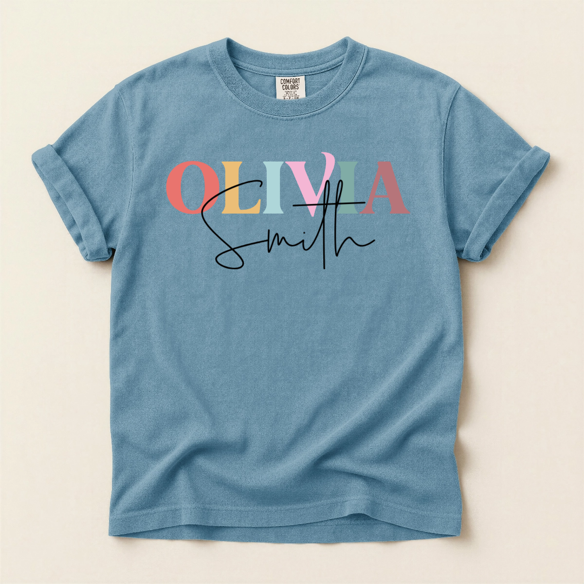 Personalized name unisex heavyweight adult t-shirt for everyday comfortable custom wear