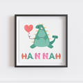 Personalized dinosaur name frame for kids nursery with custom child's name display
