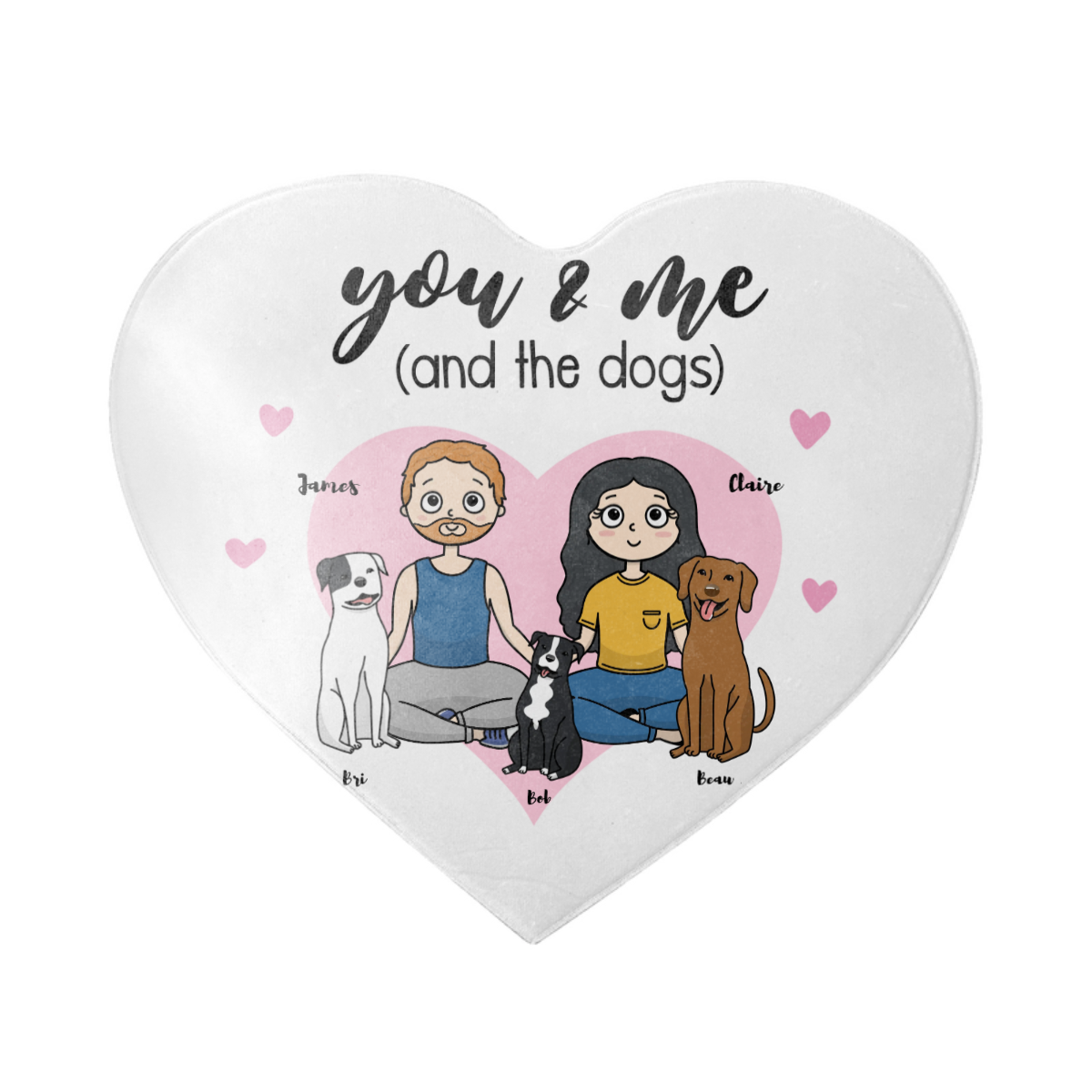 Custom Heart Rug - You & Me & The Dogs