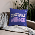 Personalized all-over print pillow with warped text design for unique home decor styling