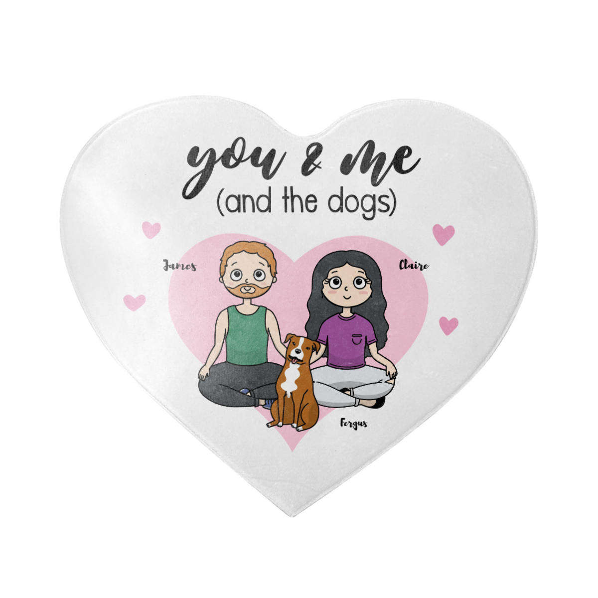 Custom Heart Rug - You & Me & The Dogs