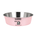 Personalized stainless steel pet bowl with custom Warning Don't Be Fooled design for pets