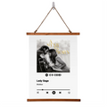 Personalized wood framed wall tapestry with Spotify player design for music lover decor