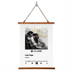 Personalized wood framed wall tapestry with Spotify player design for music lover decor