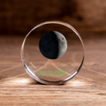 Personalized round crystal puck with moon phases design for anniversary or special date