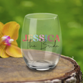 Personalized Gossip wine tumbler with alternating colors design for fun social drinkware